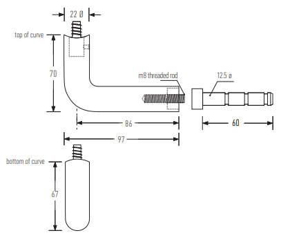 HB595 EBA Stair Rail Bracket, Electro Black Ace
