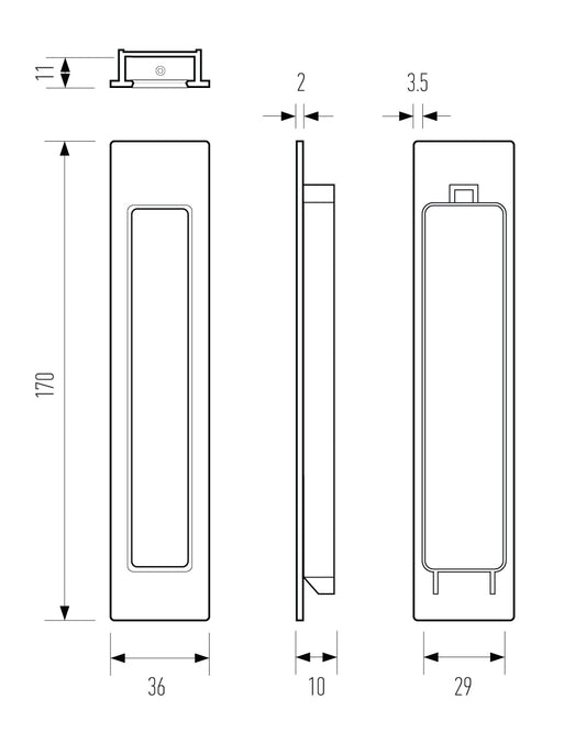 HB660 EFW 170mm BLANK FLUSH PULL - Electro Flat White