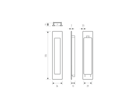 HB660 EBA 170mm BLANK FLUSH PULL - Electro Black Ace