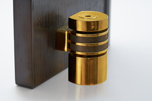HB710 L PB, Round Double Magnetic Doorstop, Polished Brass